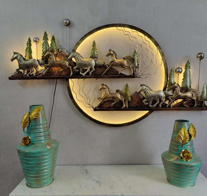 Mountain Seven Horses Iron Wall Art
