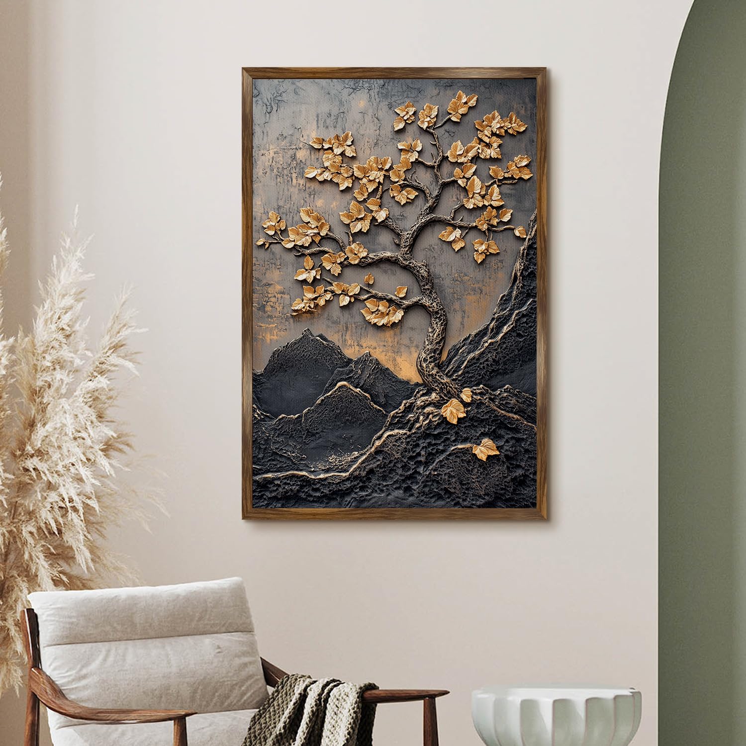 Abstract Golden Lucky Wish Tree Canvas II
