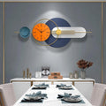 Orange & Navy Abstract Circle Metal Wall Clock