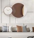 Brown & White Abstract Circle Metal Wall Clock