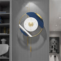 Navy & White Ring Pendulum Metal Wall Clock