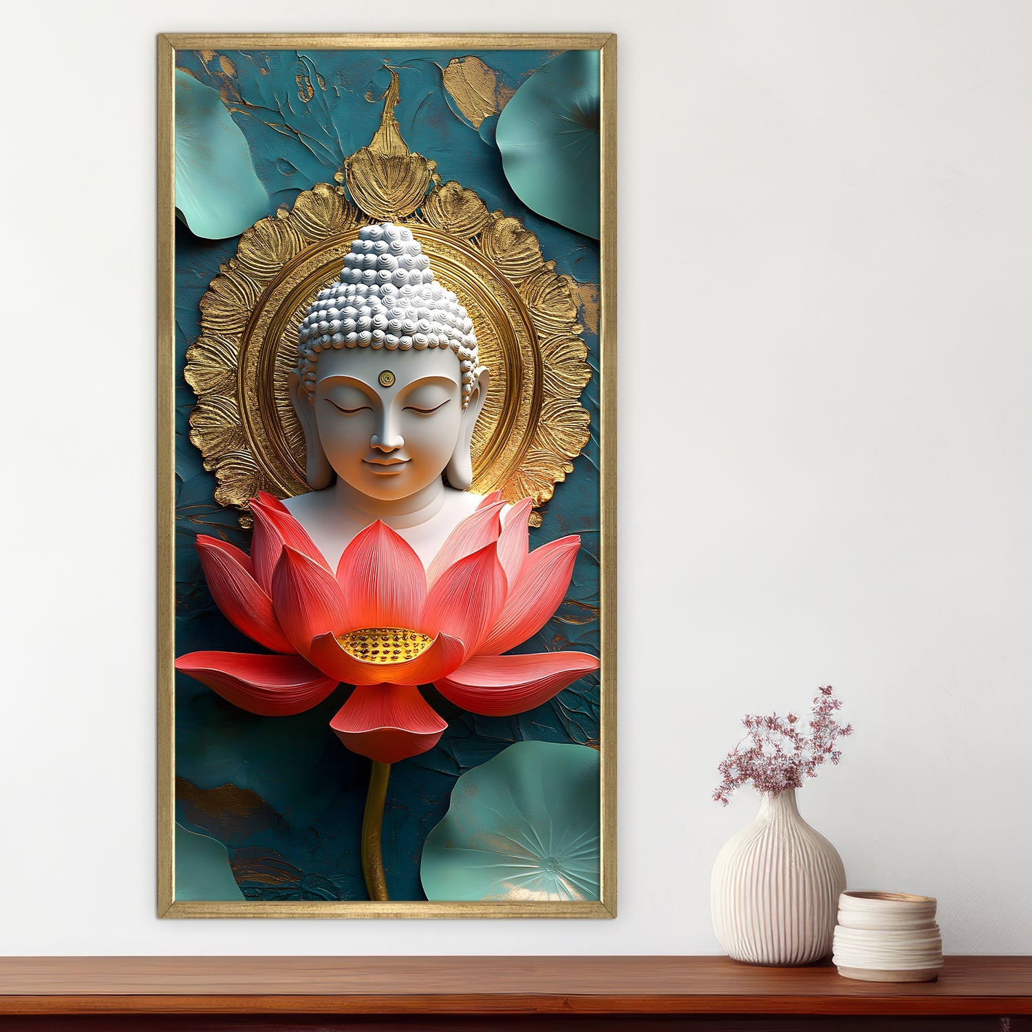 Buddha Portrait with Lotus Wall Art