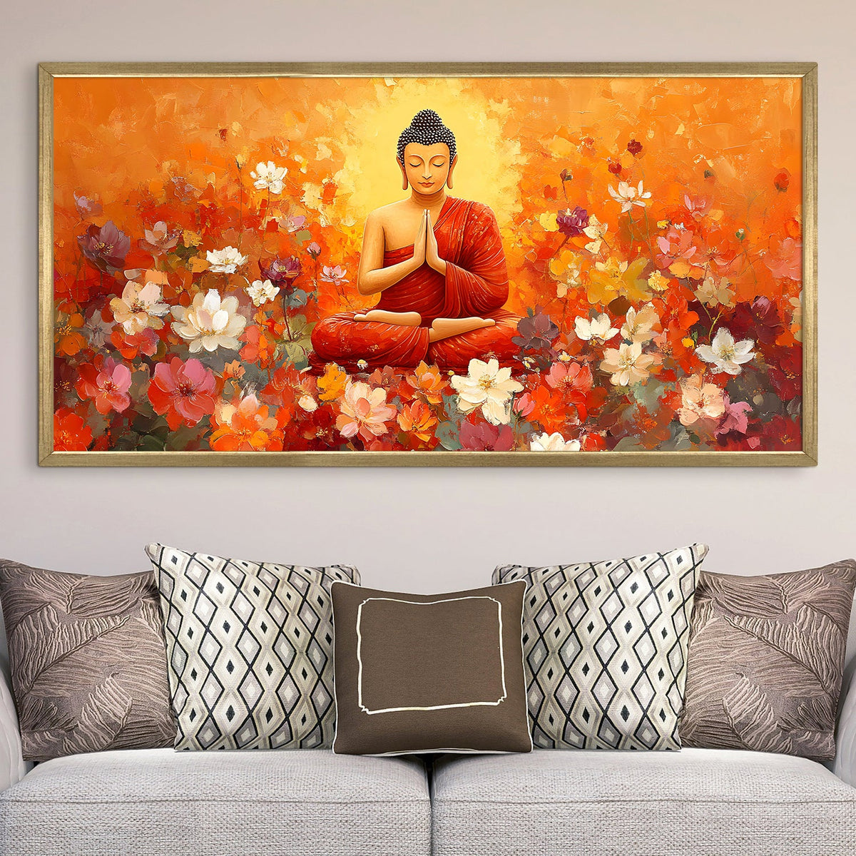 Meditating Buddha in Floral Bliss Wall Art