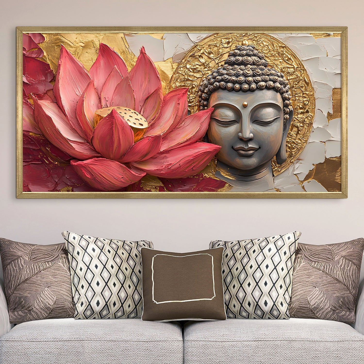 Buddha with Red Lotus Wall Art (BDWA30)