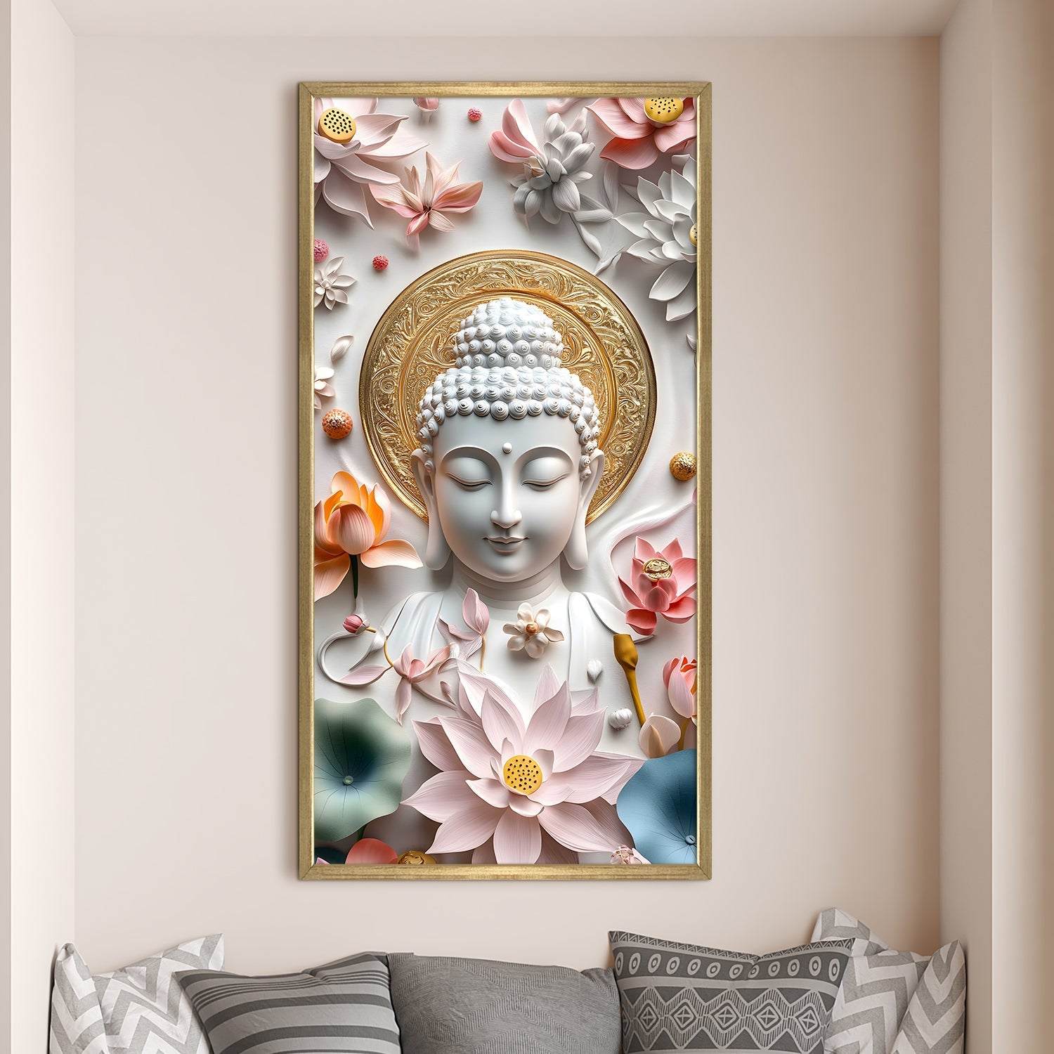 Golden Aura Buddha Portrait Wall Art