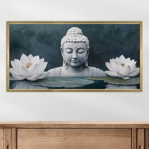 Buddha with White Lotus Wall Art