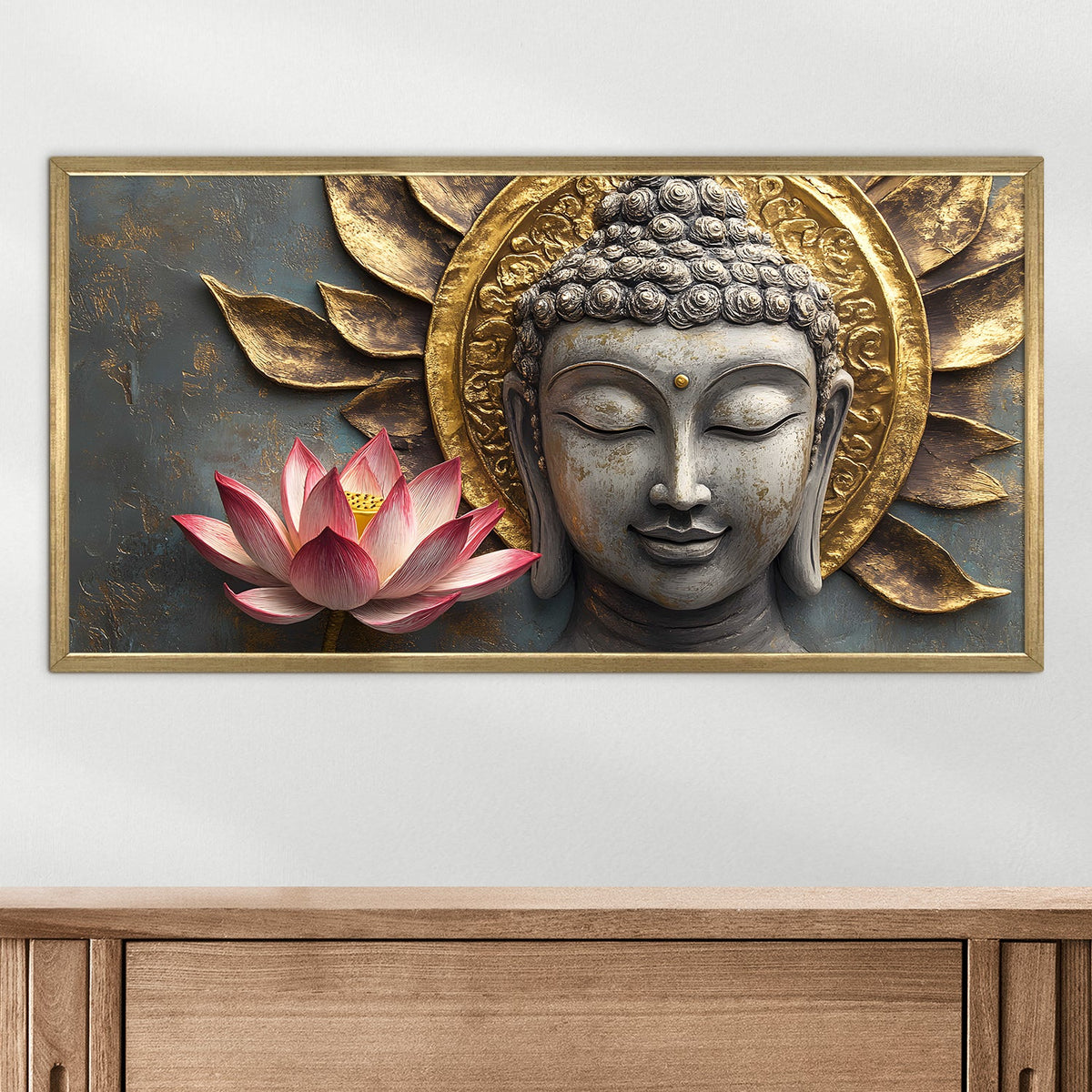 Buddha with Red Lotus Wall Art (BDWA31)