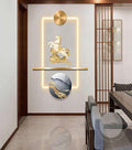 Gold Horse Marble Disc Metal Wall Art