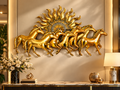 Seven Horses Gold Sun Metal Wall Art