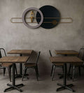 Grey Ring Black Disc Gold Figure Metal Wall Art