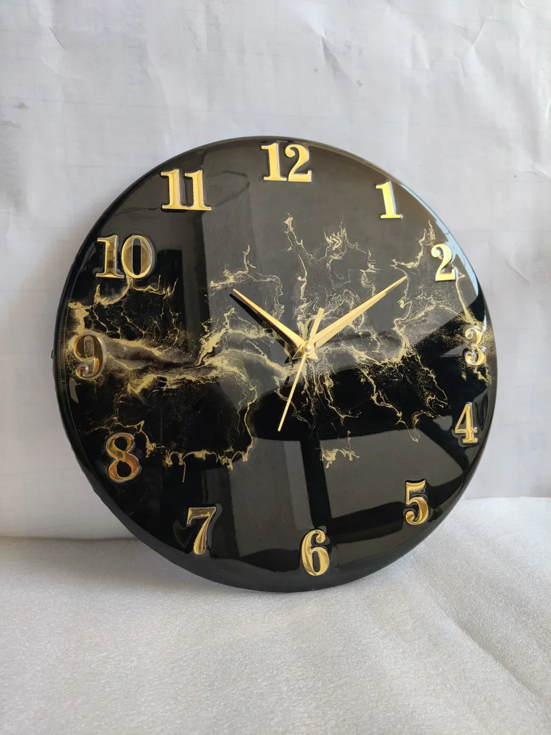 Golden Burst Noir – Artisan Black & Gold Luxury Resin Wall Clock (Festive 10% OFF + Free Shipping)