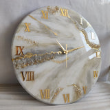 Cream Radiance – The Luxury Resin Clock with Gold Veins