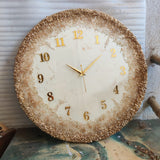 Champagne Crystal Halo Luxury Resin Wall Clock – Handcrafted Gold & Ivory Statement Timepiece