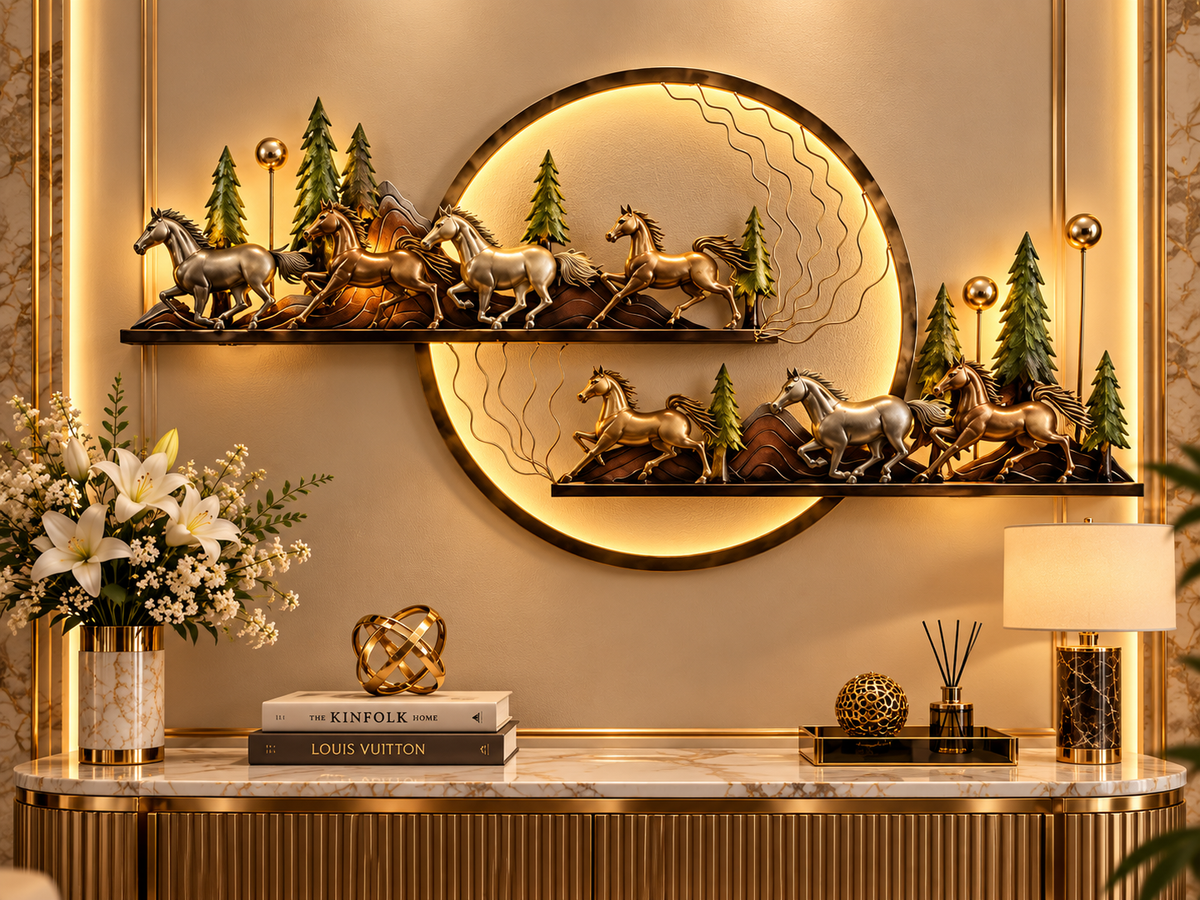 Mountain Seven Horses Iron Wall Art