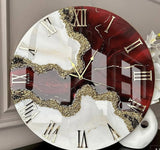 Red Velvet Royale Luxury Resin Wall Clock – Crimson Gold Roman Edition