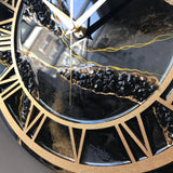 Black Radiance – The Luxury Resinart Clock with Golden Frame