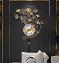 Gold Ginkgo Leaf Metal Wall Clock