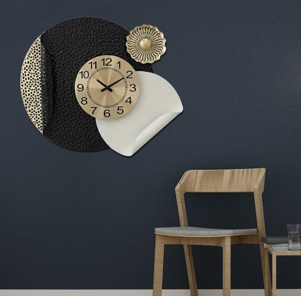 Black Gold Layered Disc Abstract Wall Clock