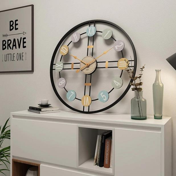 Colourful Roman Numeral Round Wall Clock
