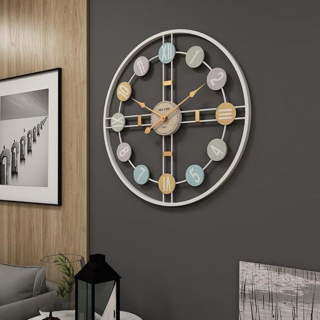 Colourful Roman Numeral Round Wall Clock
