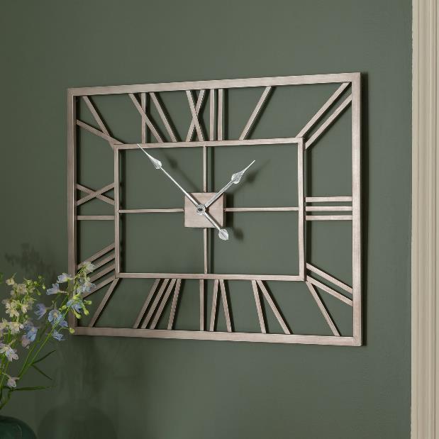 Rectangular Roman Numeral Open Frame Wall Clock
