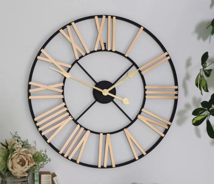 Black Gold Roman Numeral Wall Clock