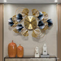 Gold Navy Ginkgo Leaf Wall Clock