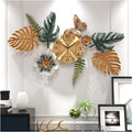 Tropical Leaf Gold Butterfly Wall Clock