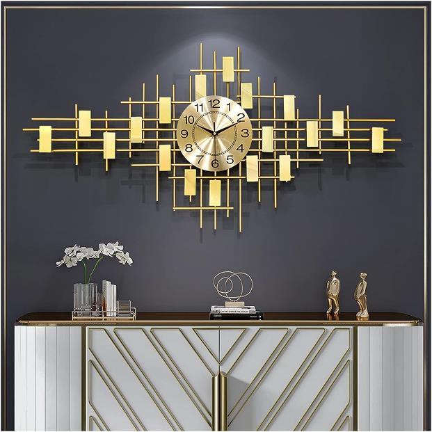Gold Grid Bar Wall Clock