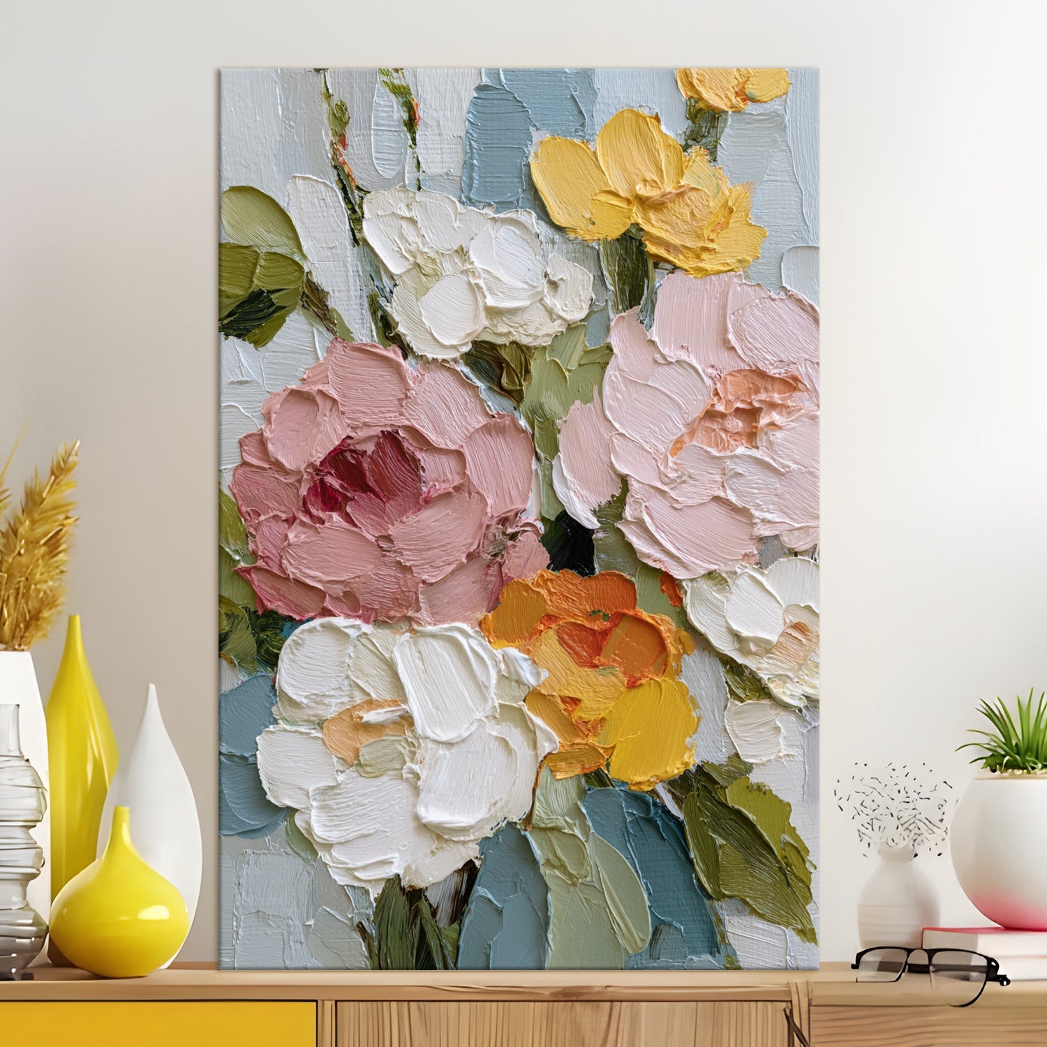 Soft Garden Bouquet Wrapped Canvas