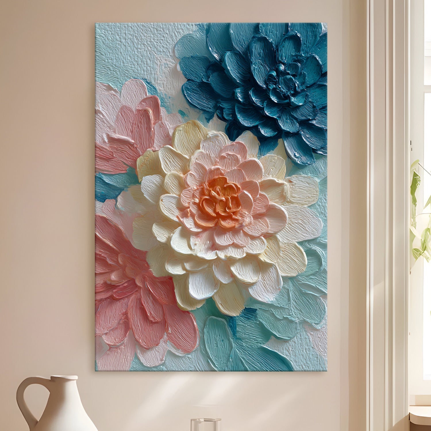 Pastel Dahlia Bloom Wrapped Canvas