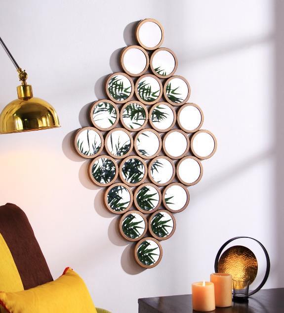 Diamond Cluster Round Mirror Wall Art