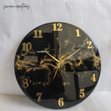 Golden Burst Noir – Artisan Black & Gold Luxury Resin Wall Clock (Festive 10% OFF + Free Shipping)