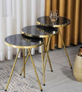 Folding Gold Tripod Round Nesting Table Set of 3