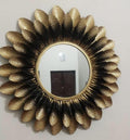 Gold & Teal Leaf Sunburst Round Wall Mirror
