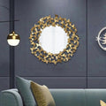 Gold Butterfly Frame Round Metal Wall Mirror