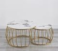 Gold Curved Cage Round Nesting Table Set of 2