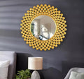 Gold Dome Bead Sunburst Round Wall Mirror