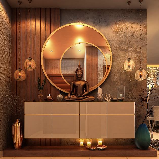 Gold Double Circle Round Wall Mirror