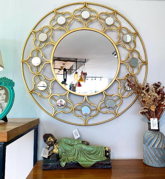 Gold Filigree Round Metal Wall Mirror