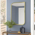 Gold Frame Rounded Rectangle Wall Mirror