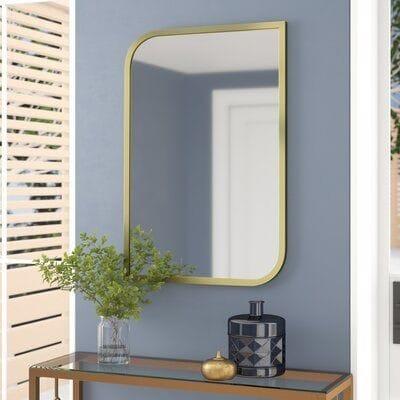 Gold Frame Rounded Rectangle Wall Mirror