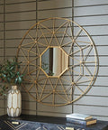 Gold Geometric Web Round Metal Wall Mirror