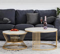 Gold Hourglass Base Round Nesting Table Set of 2