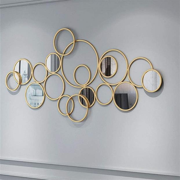 Gold Interlocking Rings Metal Wall Mirror