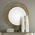 Gold Layered Rings Round Wall Mirror