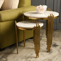 Gold Pipe Leg Round Nesting Side Table Set of 2