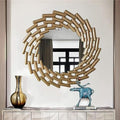 Gold Pipe Spiral Round Metal Wall Mirror