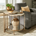 Gold PVD Stainless Steel Round Nesting Table Set of 2