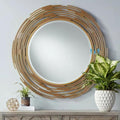 Gold Rod Frame Round Metal Wall Mirror